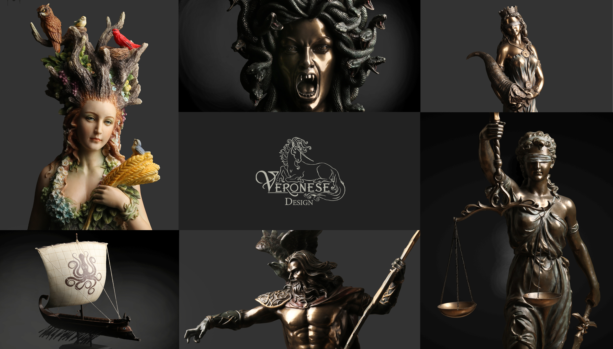 Veronese Design リアリングペガサス樹脂彫刻 ハンドペイント